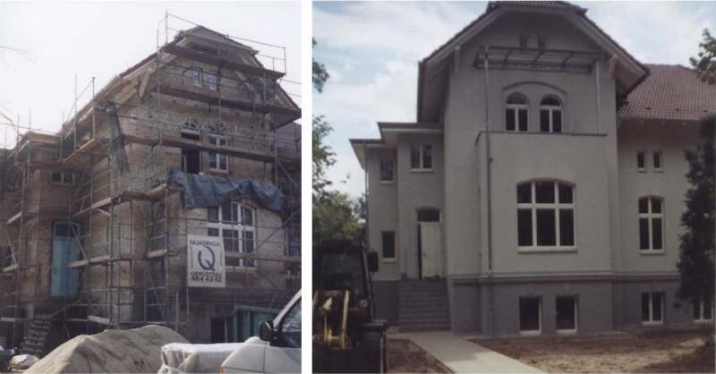 Malerarbeiten außen: Sanierung Villa Berlin vorher/nachher